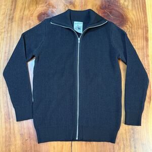 SNS Herning Men's Wool Sweater M Ribbed Virgin S.N.S. Cardigan Zip Collar I15